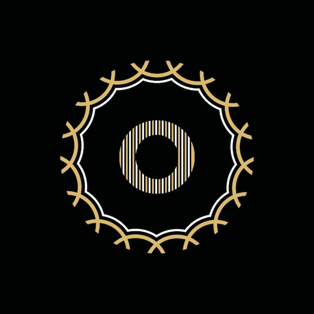 Marco vectorial dorado y blanco con la letra O