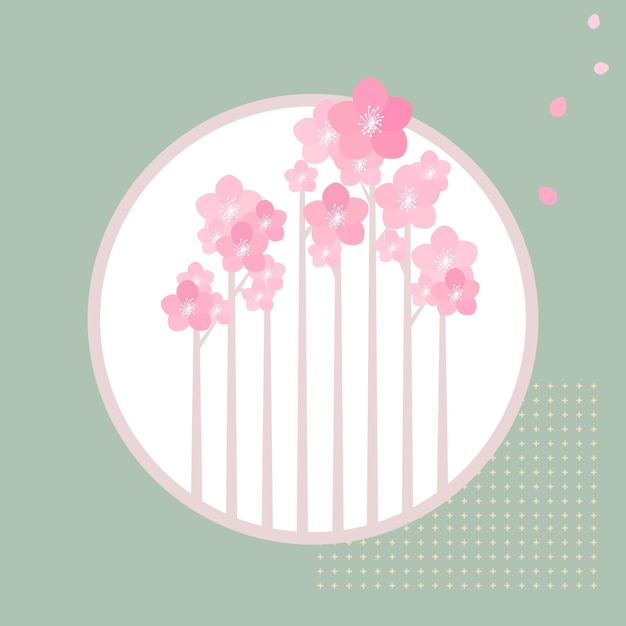 Marco vectorial de las flores de cerezo