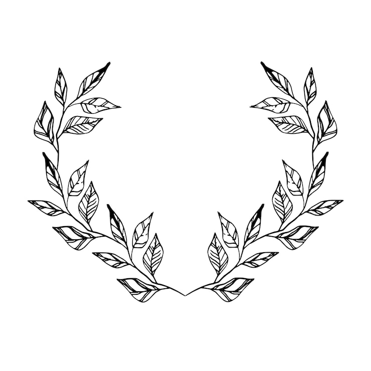 Vector marco vectorial con hojas de tinta en estilo boceto imágenes prediseñadas aisladas sin fondo ilustración de naturaleza botánica plantilla de boda en blanco para invitaciones postales