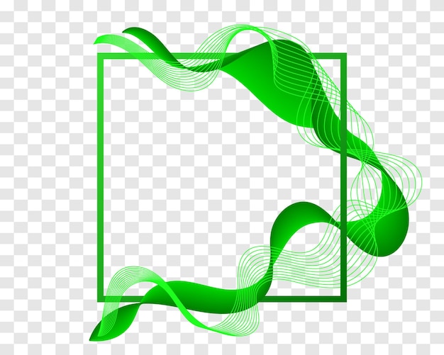 Marco verde y líneas de onda aisladas en un fondo transparente Vector de bandera de papel tapiz mínimo