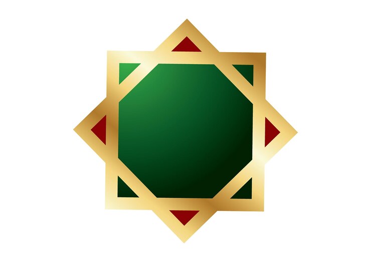 un marco verde y rojo con un borde dorado