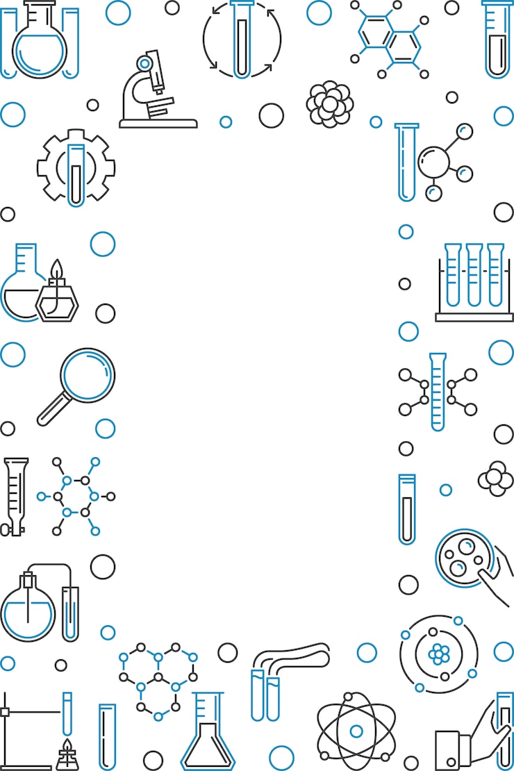 Vector marco vertical con ilustración de icono de esquema de química