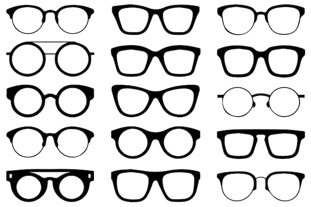 Marco de vidrio para los ojos conjunto de iconos web de línea delgada mínima conjunto de iconas planas de contorno vector