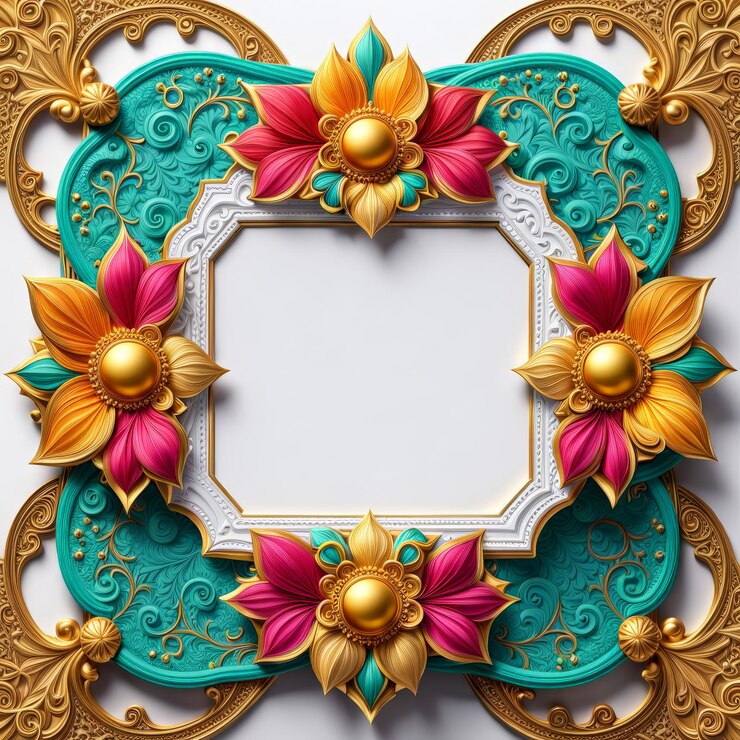 Vector marco vintage con adornos y flores