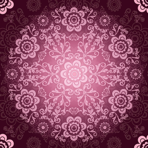 Marco vintage con vector de mandala rosa de encaje