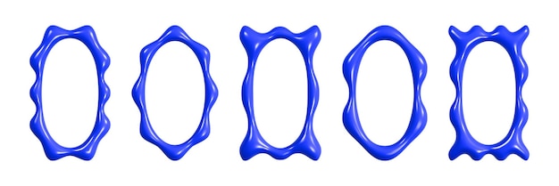 Marcos 3D ondulados con textura reflectante brillante dispuestos en una secuencia que muestran formas y diseños únicos para proyectos creativos e inspiración de diseño