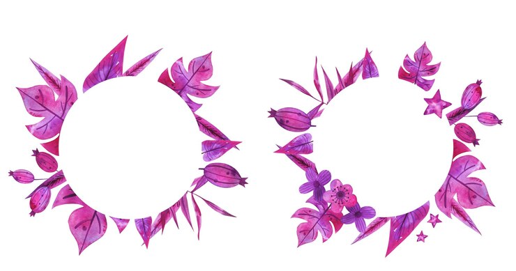 Vector marcos de acuarela dibujados a mano con flores rosadas provenzales.