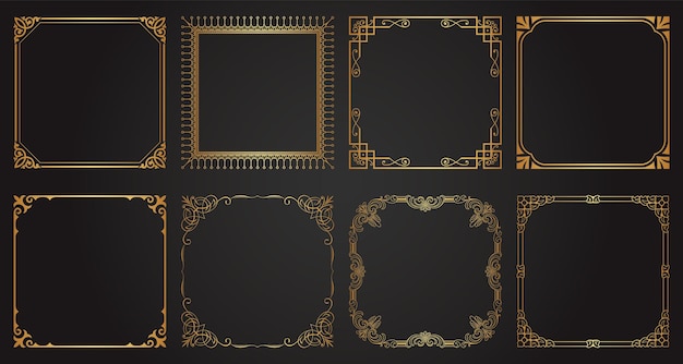 marcos y bordes vintage decorativos de lujo establecen adornos rectangulares de marco ornamental