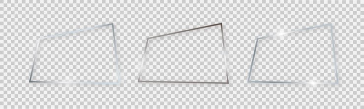 Vector marcos brillantes con efectos brillantes conjunto de tres marcos plateados con sombras sobre fondo transparente ilustración vectorial