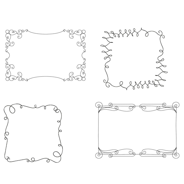 Marcos de caligrafía florecidos Marcos de texto vintage decorados con bordes ornamentales y bordes ornamentados
