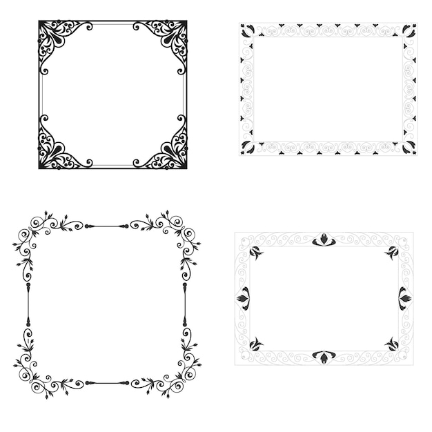 Marcos de caligrafía florecidos Marcos de texto vintage decorados con bordes ornamentales y bordes ornamentados