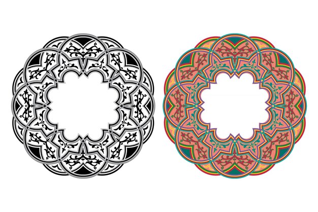 Marcos de color y negro realistas tradicionales vintage establecidos sobre fondo blanco ilustración vectorial aislada