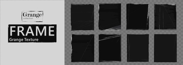 Vector marcos de conjunto vectorial con grietas arañazos y chips en estilo vintage textura de vidrio viejo sucio y polvoriento