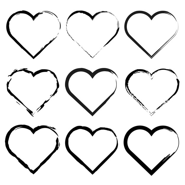 Marcos de corazones dibujados a mano libre. ilustración vectorial EPS 10.