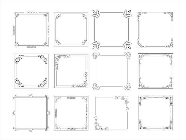 Marcos cuadrados bordean elementos vectoriales