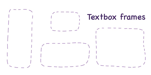 Vector marcos de cuadro de texto dibujados a mano con línea punteada conjunto de marcos de citas de papel doodle burbujas de habla vacías