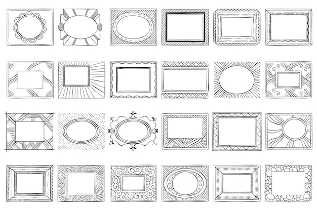 Marcos de cuadros dibujados a mano.