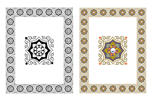 Marcos de desplazamiento de viñeta retro caligráfico clásico floral vintage elementos de diseño ornamental negro y conjunto de colores vector aislado