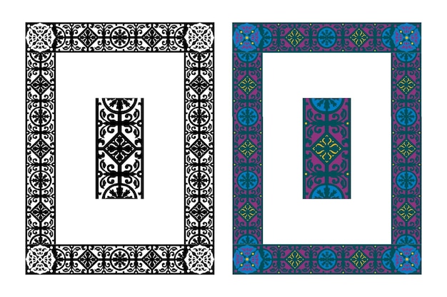 Marcos de desplazamiento de viñeta retro caligráfico clásico floral vintage elementos de diseño ornamental negro y conjunto de colores vector aislado