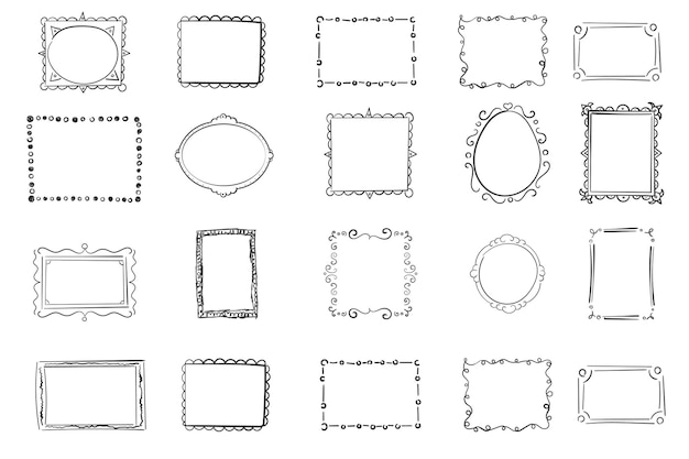 Marcos dibujados a mano bordes cuadrados garabato garabato Marco de imagen dibujo boceto Estilo de dibujos animados