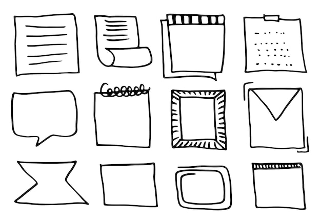 Marcos dibujo vectorial boceto cuadrado marcos vectoriales y diferentes elementos ilustración vectorial