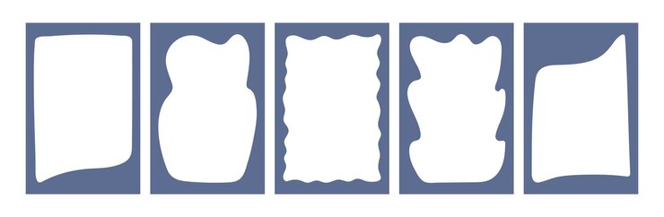 Marcos de Doodle para historias de redes sociales plantilla gráfica de moda dibujada a mano de Textbox Abstracto geométrico creatividad de los niños Frente de texto establecido en color Blue nova