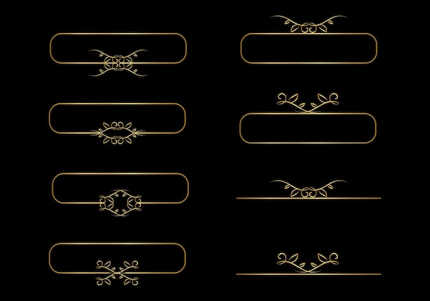 Vector marcos dorados sobre un fondo negro