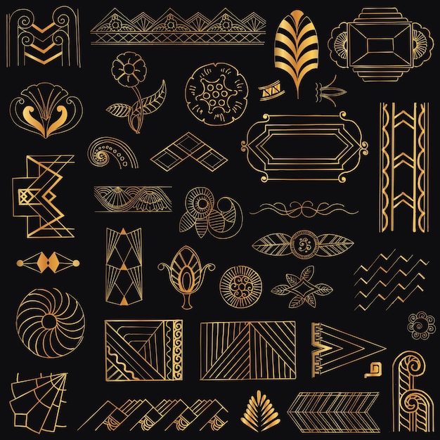 Marcos y elementos de diseño vintage Art Deco