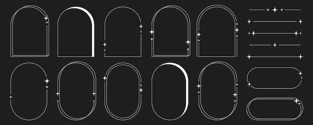 Marcos y elementos de líneas minimalistas modernas en un moderno diseño estético Y2k de estilo retro