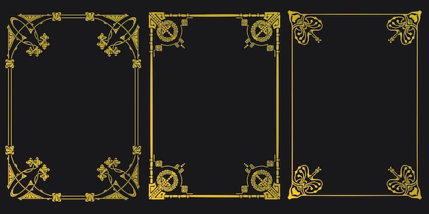 Marcos con estilo Art Nouveau ornamento vector conjunto