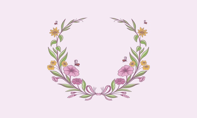 Marcos florales dibujados a mano con ramas y hojas de flores plantilla de logotipo elegante ilustración vectorial para etiquetas identidad comercial invitación de boda