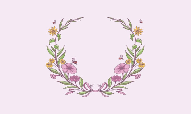 Vector marcos florales dibujados a mano con ramas y hojas de flores plantilla de logotipo elegante ilustración vectorial para etiquetas identidad comercial invitación de boda