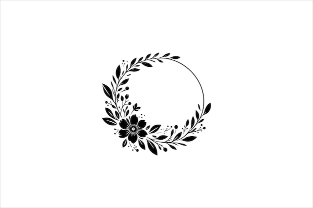 Marcos florales redondos y silueta de plantas para bodas Marco de bodas Flor sobre fondo blanco
