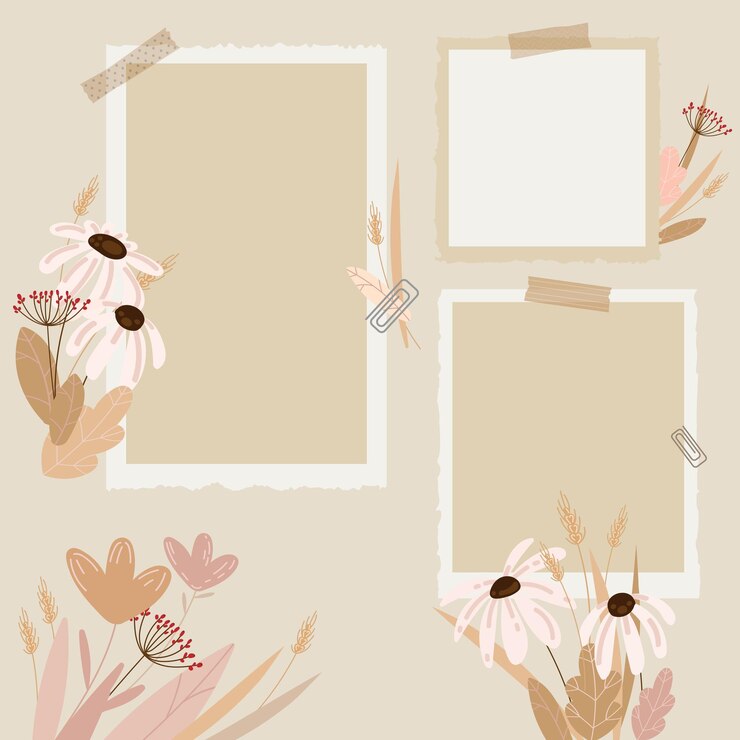 Vector marcos de fotos con decoraciones florales en estilo boho vector
