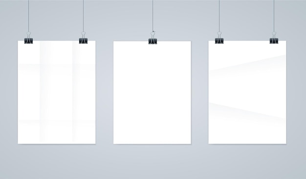 Marcos de fotos de papel en blanco o plantillas de póster Vector