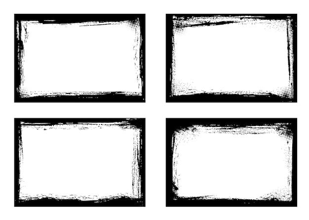 Marcos grunge aislados bordes negros de forma rectangular