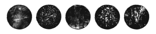 Marcos grunge juego de sellos grunge de círculo etiquetas de goma de tinta grunge