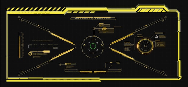 Marcos Hud. Elementos de la interfaz de usuario moderna futurista, panel de control de hud. Ventana de holograma digital de pantalla de alta tecnología. Tablero futurista de ciencia ficción. Tecnología de realidad vitrual. ilustración vectorial