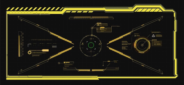 Marcos hud. elementos de la interfaz de usuario moderna futurista, panel de control de hud. ventana de holograma digital de pantalla de alta tecnología. tablero futurista de ciencia ficción. tecnología de realidad vitrual. ilustración vectorial