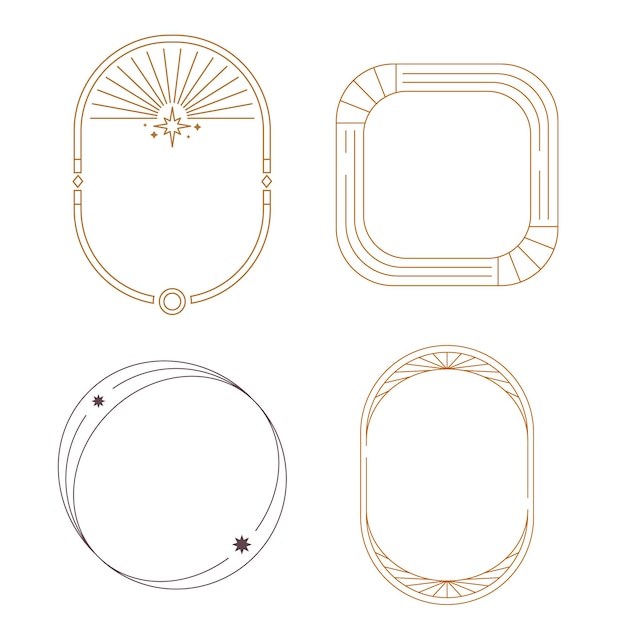 Marcos de línea minimalista moderna en el estilo retro de moda diseño estético Y2k