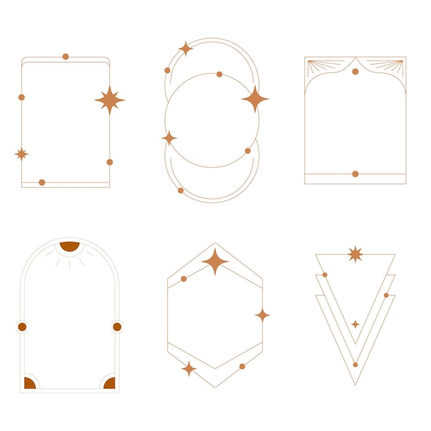 Marcos de línea minimalista moderna en el estilo retro de moda diseño estético Y2k