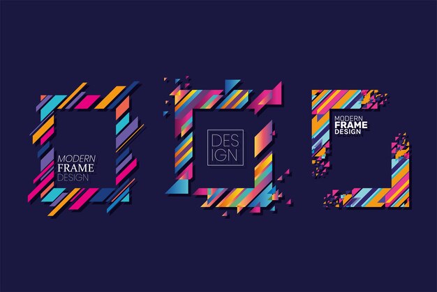Marcos modernos establecen diseño de rayas de tema de elemento decorativo