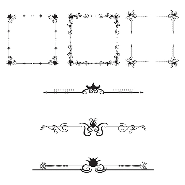 Marcos ornamentados y elementos de desplazamiento marco de boda clásico boda de vector libre