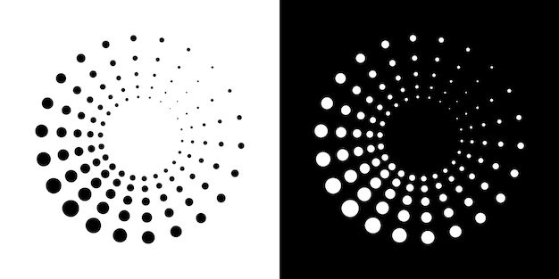 Marcos punteados circulares de semitono Puntos circulares Textura de puntos circulares de semitono de borde redondo Vector