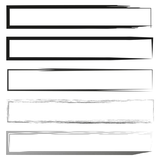 Marcos rectangulares Conjunto vectorial Diversos diseños de bordes Colección de marcos monocromáticos