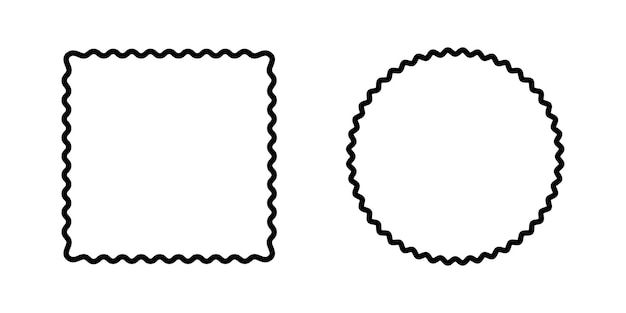 Marcos redondos y rectangulares con bordes curvos Formas circulares y cuadradas con bordes ondulados