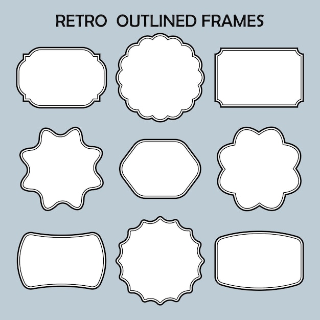 Marcos retro contorneados Vector de borde retro
