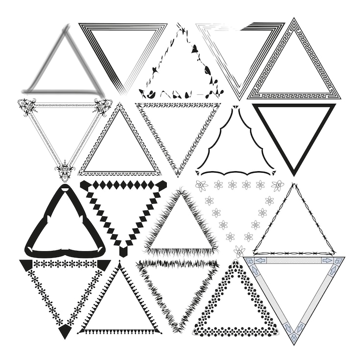 Vector marcos triangulares abstractos diseños geométricos de bordes arte de líneas decorativas ilustración vectorial