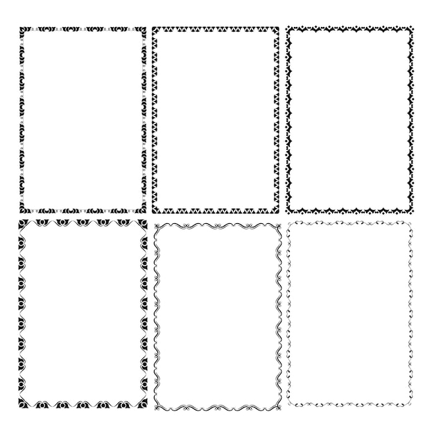 Marcos vectoriales negros sobre fondo blanco