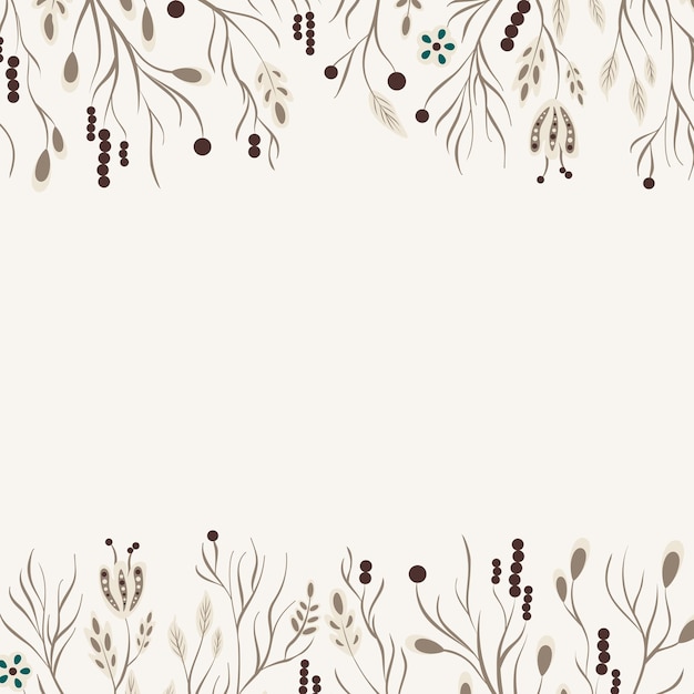 Marcos vectoriales con plantas de otoño con fondo beige neutro Esta composición de plantas de otoño es perfecta para invitaciones de decoración estacional o tarjetas de felicitación